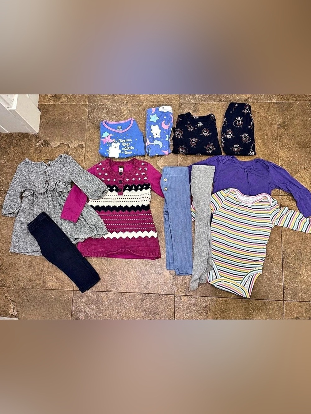 Girls 12-18 Month Fall Winter Bundle- Fall Sweater Dresses leggings fall pajamas